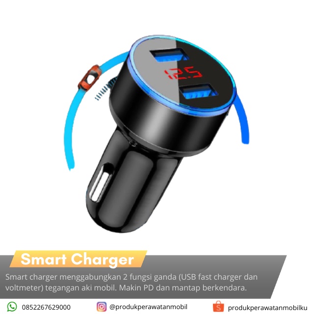 Jual Smart Charger Mobil Listrik Terbaik Fast Charging USB Voltmeter ...