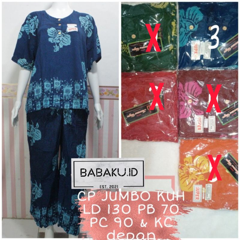 Daster Kencana Ungu CP JUMBO KUH Setelan Celana Panjang Bekasi Label Hitam Grosir Murah