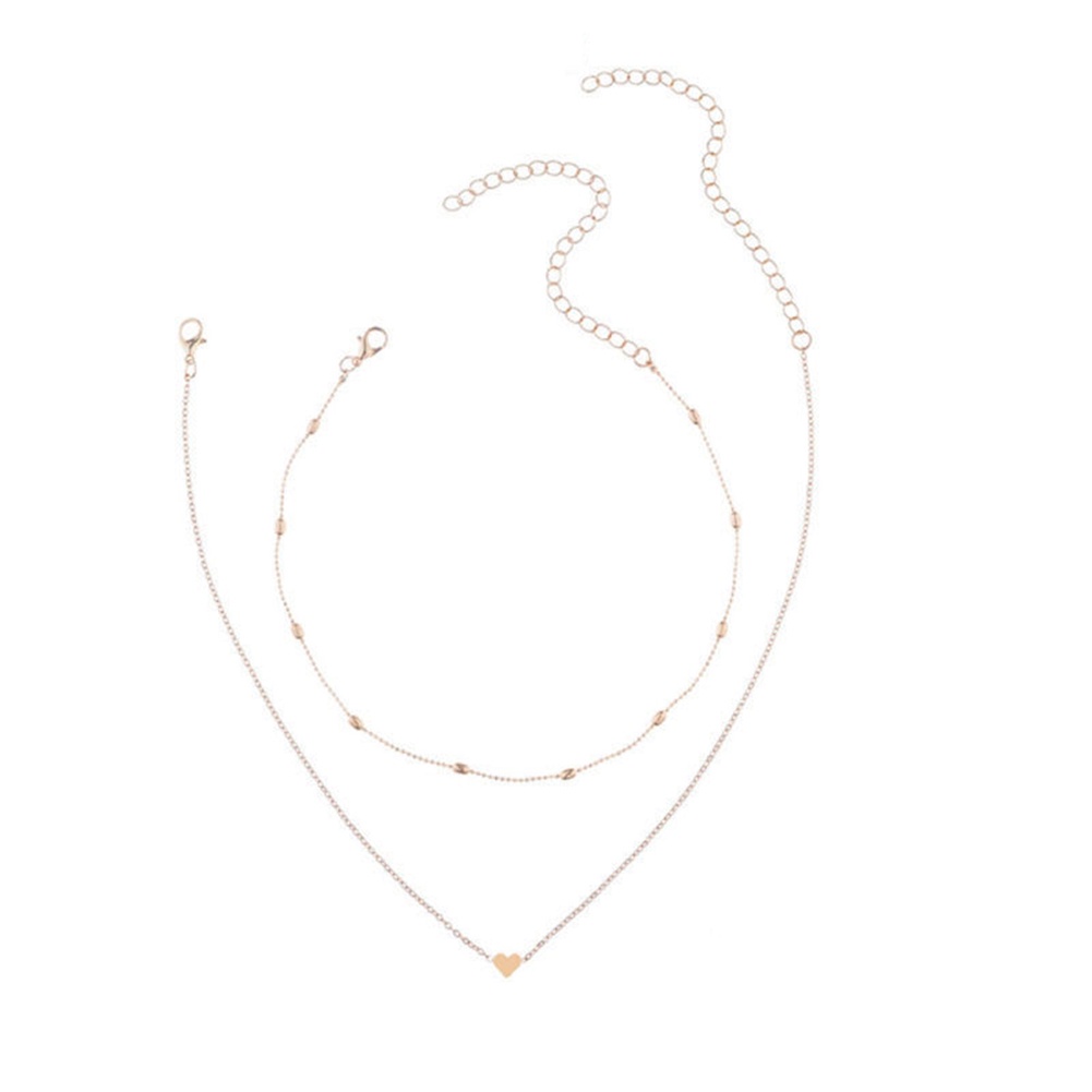 Hu Hu Hu Hu Hu Alat Bantu Pasang Kacamata♡ Kalung Choker Rantai Double Layer Dengan Liontin Hati Untuk Wanita