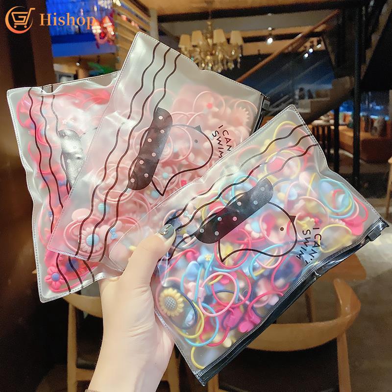 30/100/1000pcs/bag Ikat Rambut Ponytail Bahan Karet Warna-Warni Gaya Korea Untuk Anak Perempuan