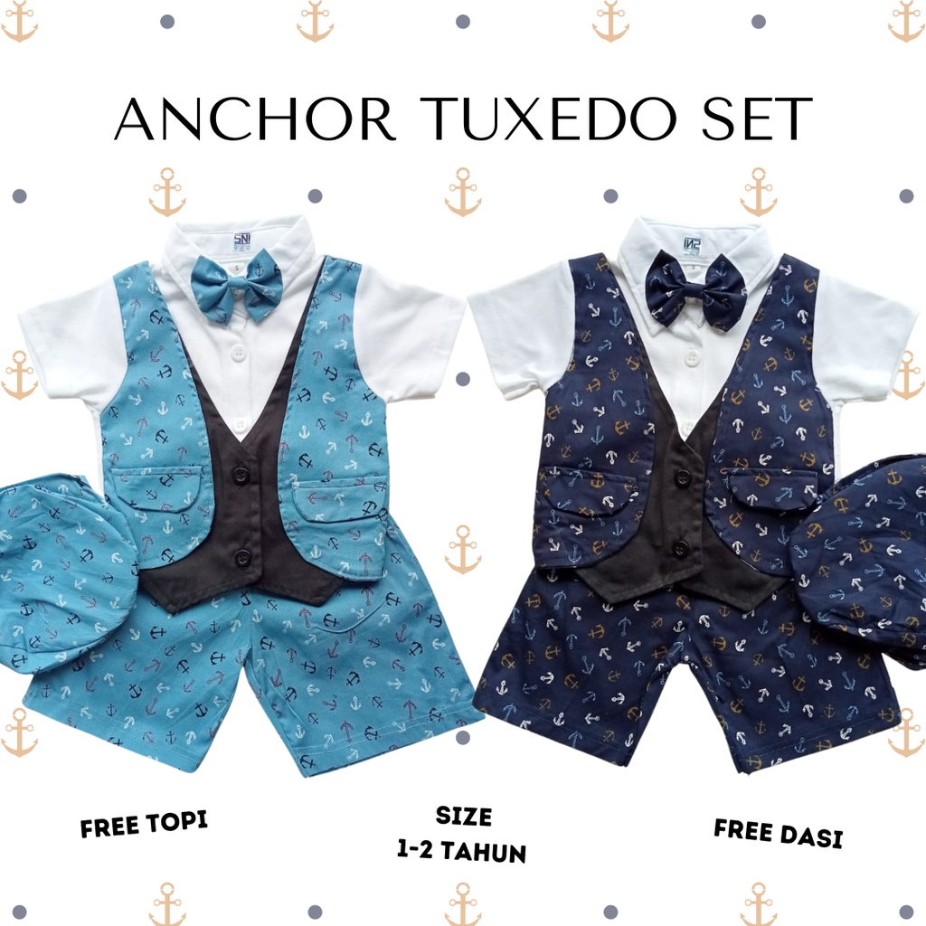 Daniel ANDREW star ANCHOR TUXEDO 0- 2 tahun baby baju kondangan anak laki laki baju pesta setelan jas anak bayi tuksedo kondangan SET  TOPI