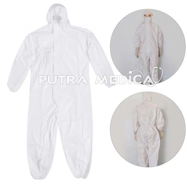 Hazmat Suit Spunbond 100 GSM Full Set Normal Size / Gown Medis / Baju APD / Disposable Protective Coverall with Premium Material / Alat Perlindungan Diri