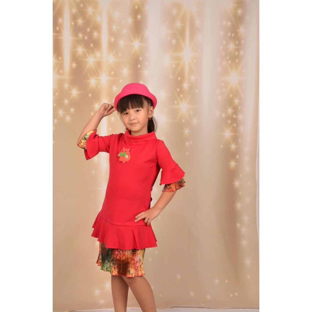 Dress Fashion Casual Anak Perempuan Model Rok Plisket