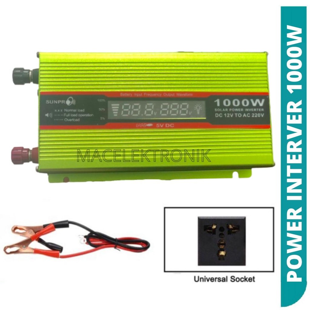 Power Inverter Digital 500W dan 1000w DC 12V ke AC 220V