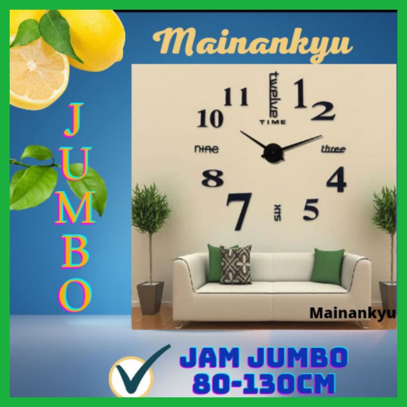 (MAINANKYU) Jam Dinding Raksasa  Besar DIY Giant Wall Clock Diameter 80-130cm- BLACK