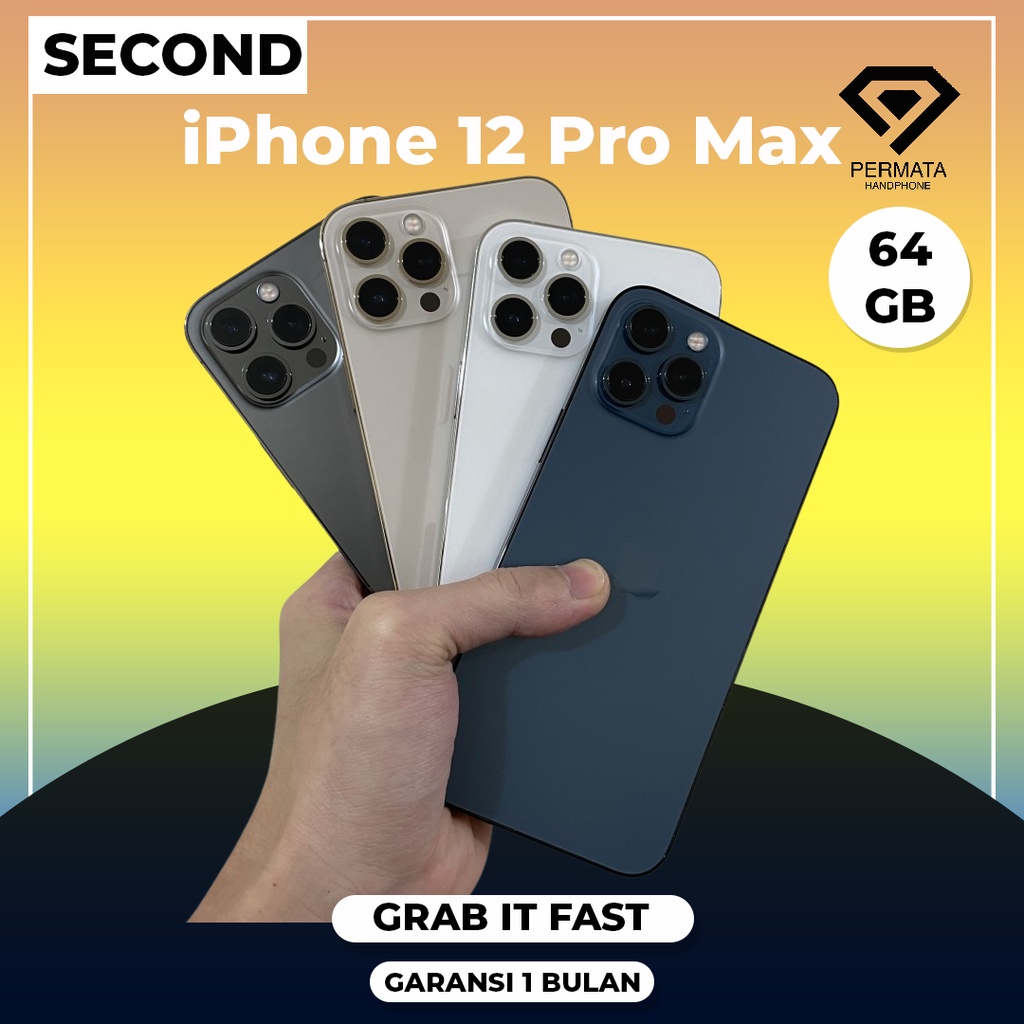 IPHONE 12 PROMAX 64GB 128GB 256GB 512GB GARANSI 1 BULAN IMEI TERDAFTAR