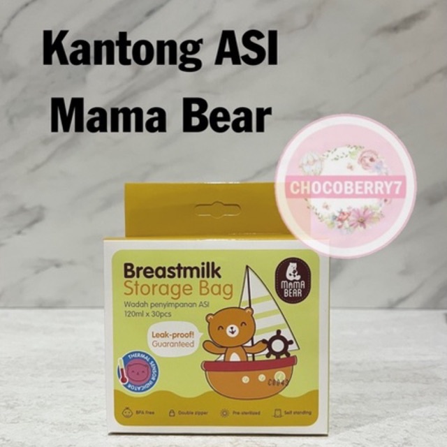 Mama bear Breast Milk Storage Bags Kantung asi Kantong ASI Mamabear 120ml isi 30 Bags