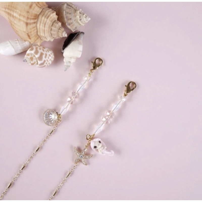 Mask Chain jasmine tease memaid pink / Rose quartz & clear quartz