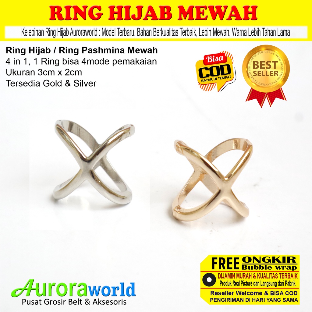 AURORAWORLD Ring Kerudung Ring Hijab Ring Syal Ring jilbab Ring Pashmina 4in1 Terbaru bisa COD