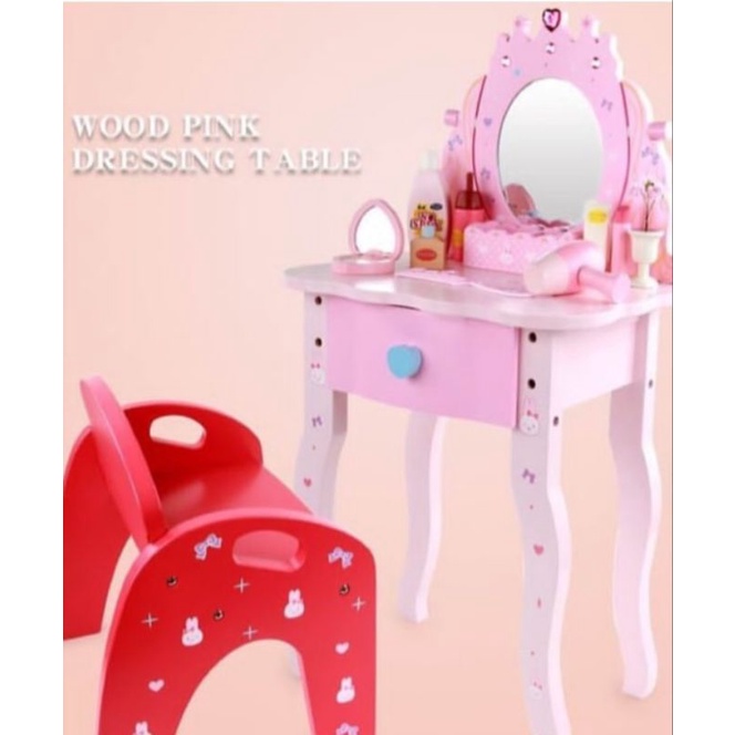 PRELOVED 80% WOOD PINK DRESSING TABLE MOTHER GARDEN (OJOL & JAKARTA ONLY)
