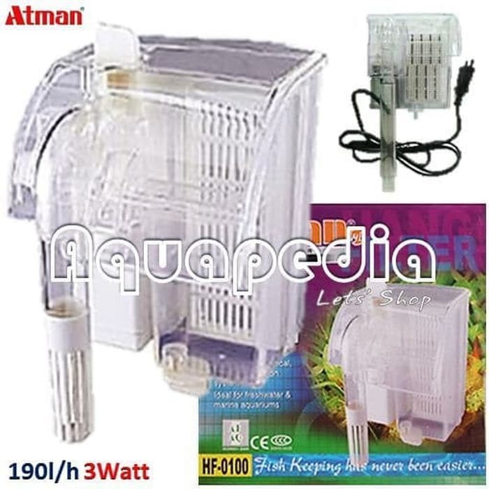 atman hf0100 filter gantung aquarium hang on filter
