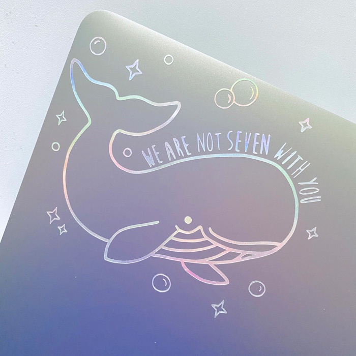 Stiker Hologram BTS Whalien 52 We are not seven with you Whale, Stiker seri BTS21 untuk Laptop, Kulkas, Tempat minum, Gelas, Koper, Mobil, Hologram Sticker BTS Army Bomb Label Nama Lightstick Waterproff Anti Gores