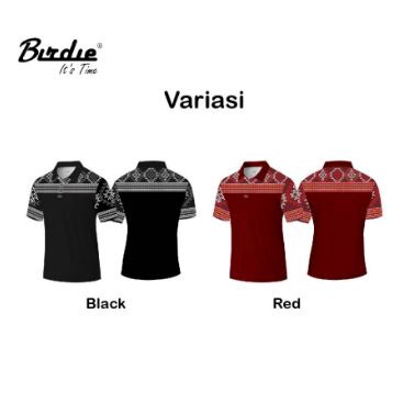 Baju Polo Shirt Golf Polyester Drifit Batik Birdie BTK-07 - Hitam MERAH