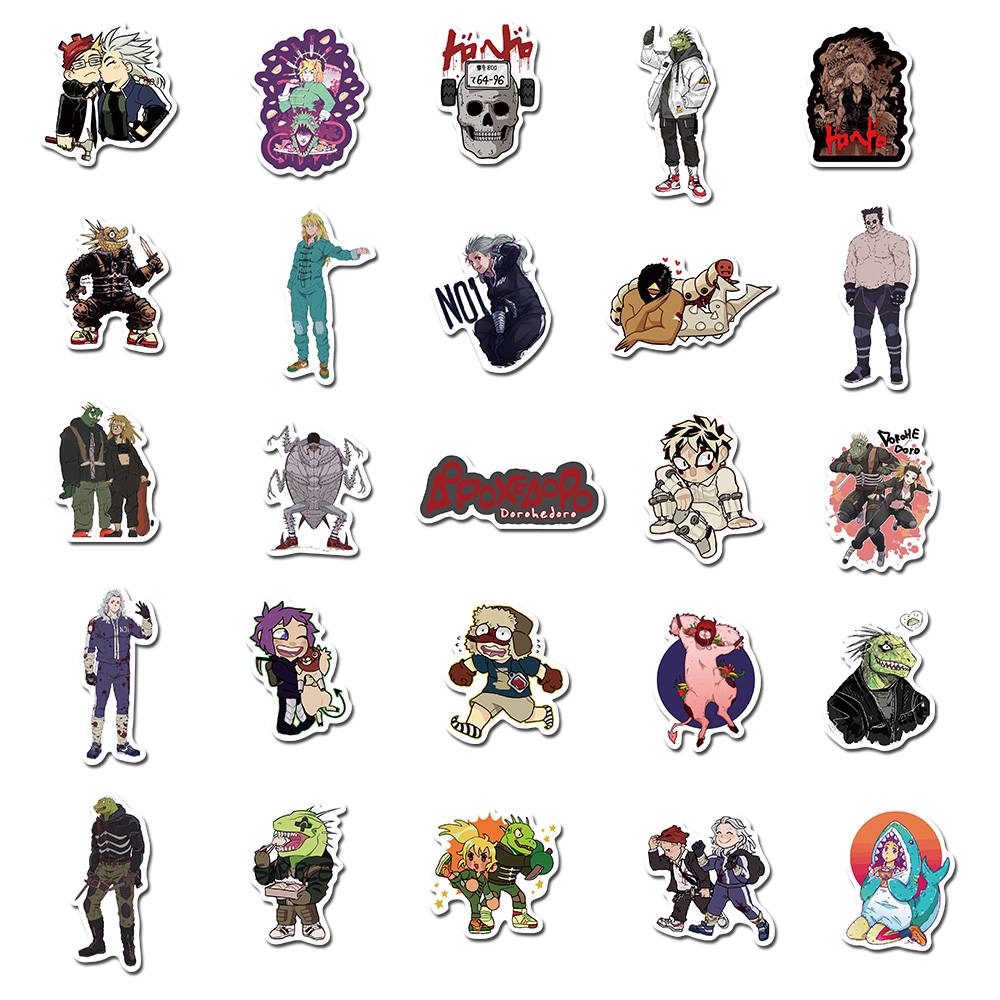 50pcs Pack Anime Dorohedoro Stickers For Skateboard Guitar Motorcycle Laptop Girls Waterproof Sticker Toy Decals