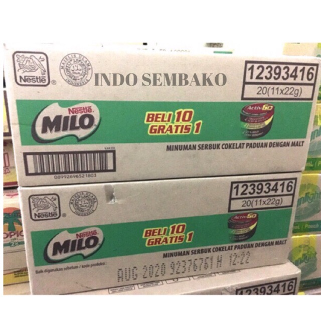 Milo Dus ( 11 x 22g ) 20 renceng / Milo Sachet / Susu Milo / Nestle Milo /