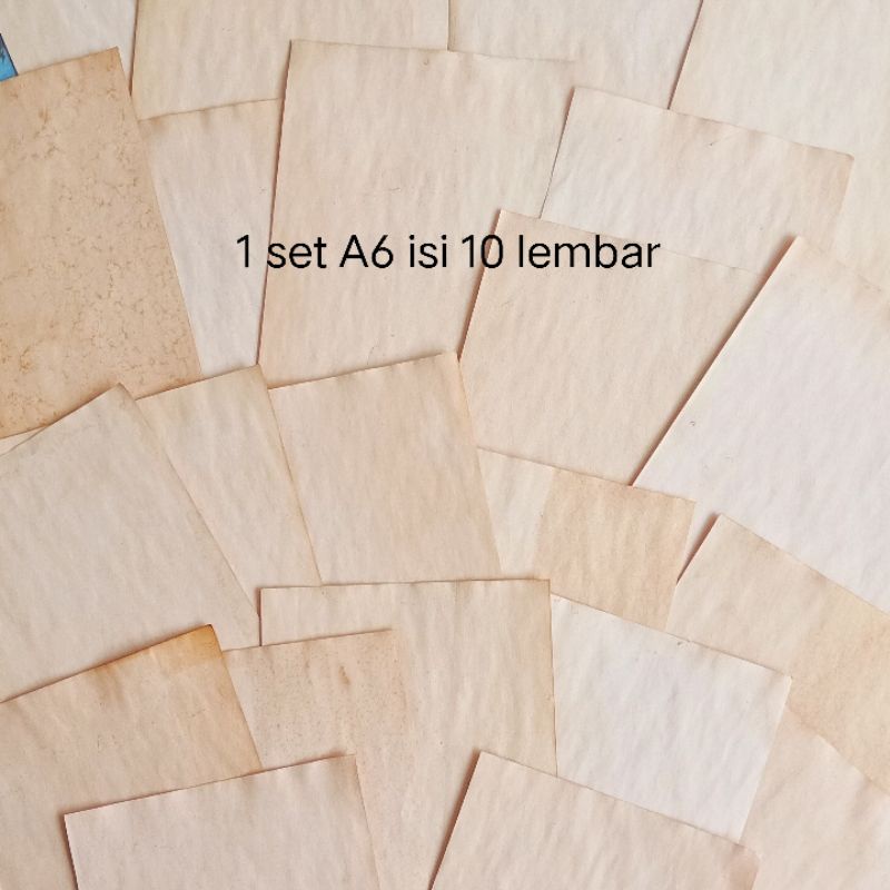 Vintage old paper - tea dyed paper untuk scrapbook journaling tool-10 lbr A6 mulus