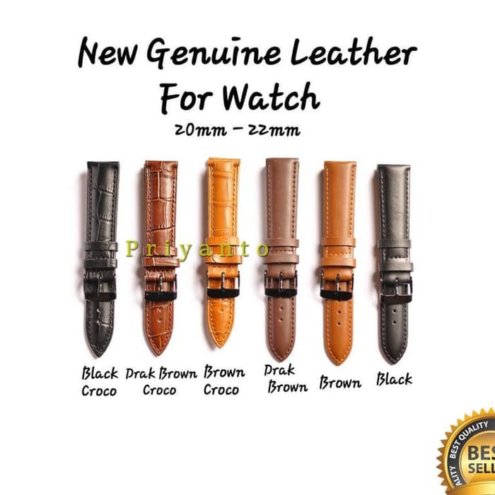 Strap leather Watch 20mm 22mm Free Pen Tali kulit