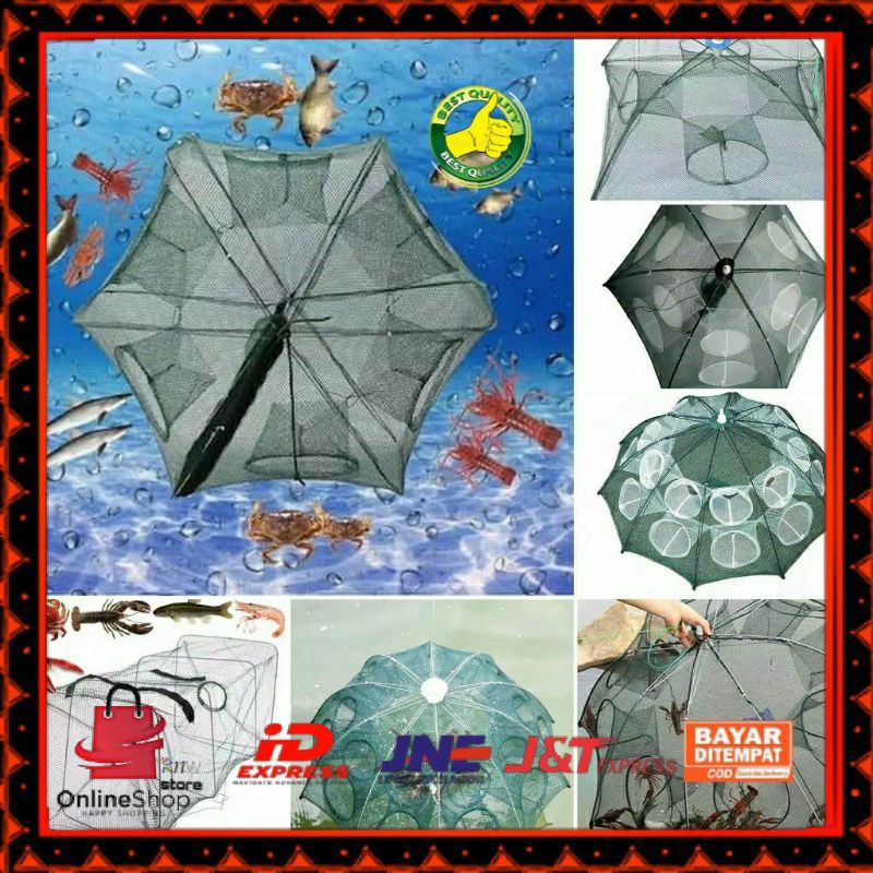 [COD] ✔Jaring Ikan Udang Kepiting Perangkap Ikan Udang  Bubu Jala Model Payung Murah Terlengkap