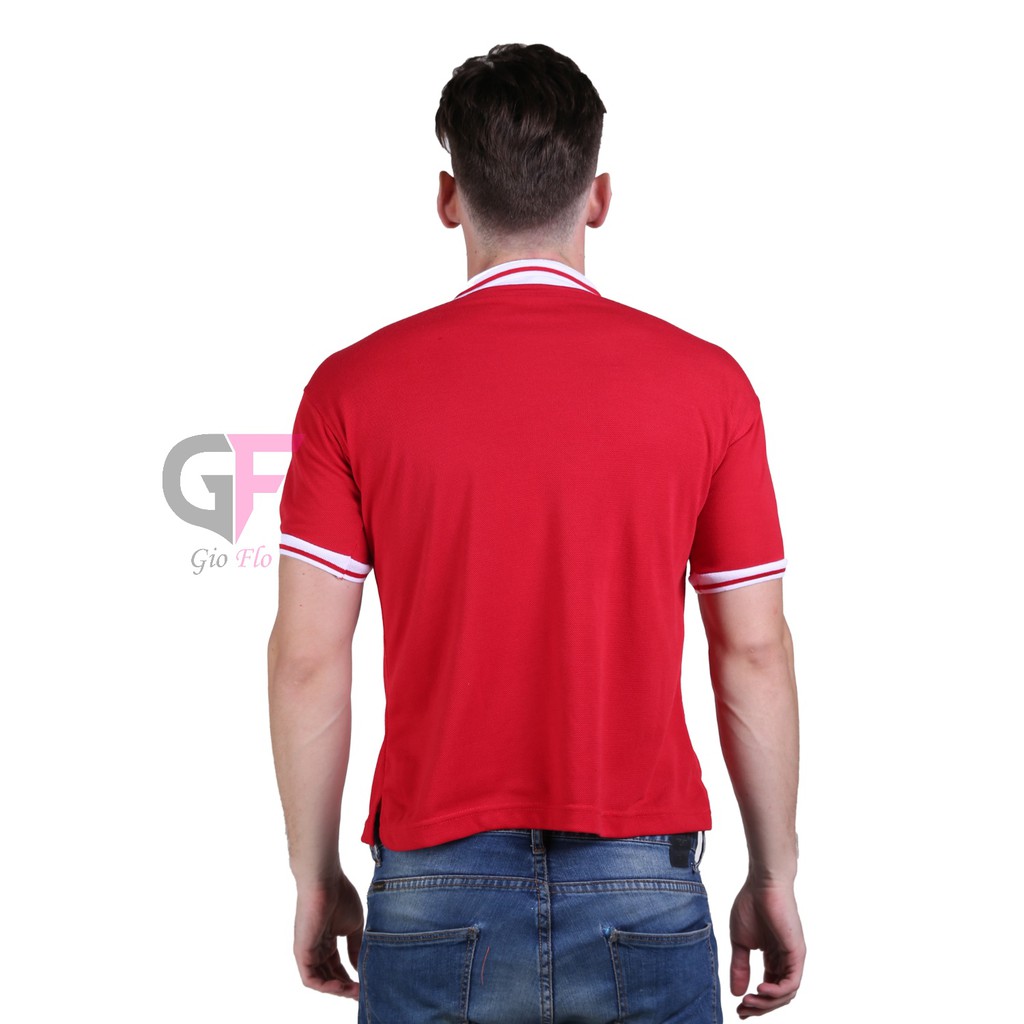 GIOFLO Kaos Berkerah Pria Distro Polo Shirts Merah Kerah Putih / PLS 151
