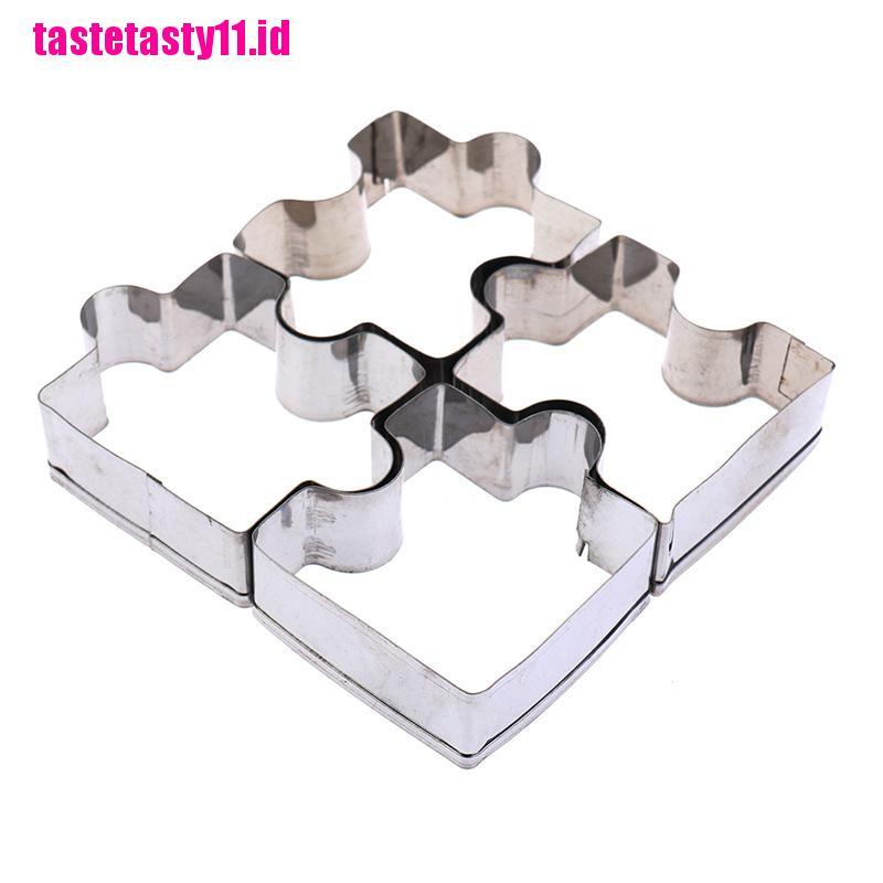 4pcs / set Cetakan Biskuit Bentuk Puzzle Bahan Stainless Steel