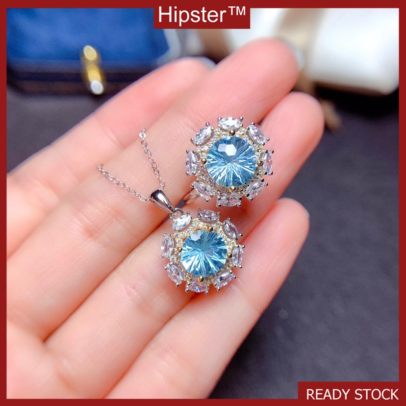 New Fashion Hot Sale Natural Sky Sapphire Set Rings Pendant