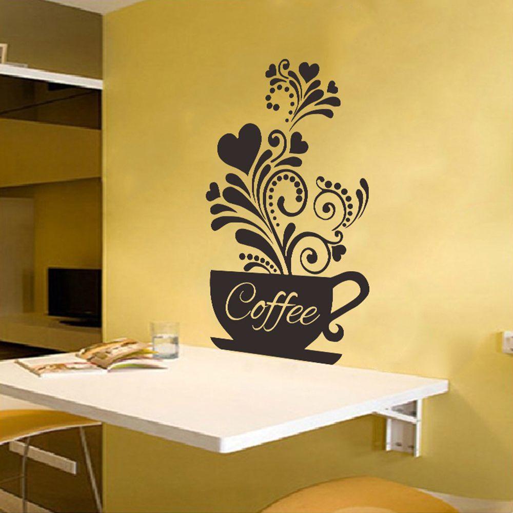 TOP Diy Stiker Dinding Cafe Ornamen Wall Art Dekorasi Rumah Ukir Cangkir Kopi