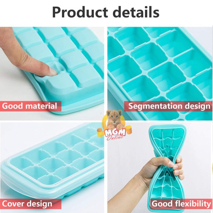 cetakan es batu silikon dengan tutup Silicone Ice Cube Maker 24lubang
