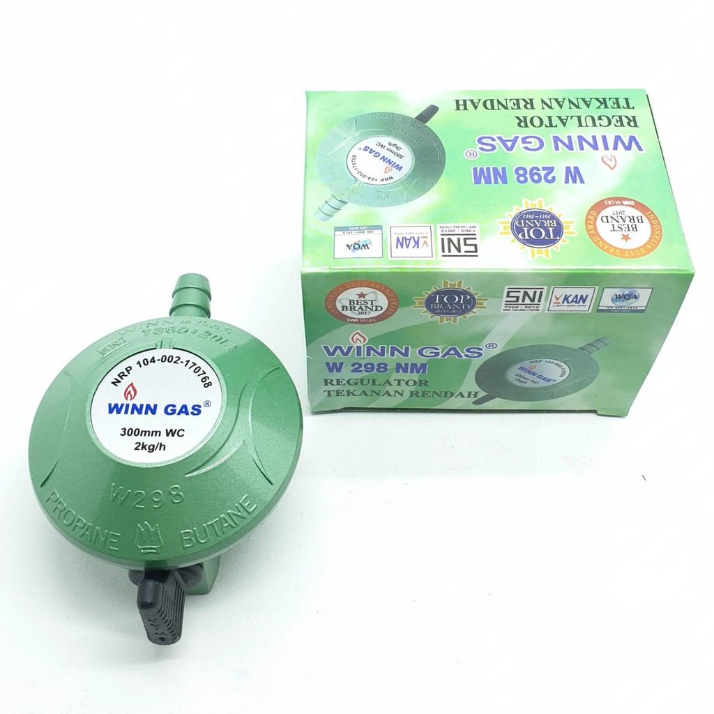 SET Winn Gas W298NM Tanpa Meter + Selang HIJAU 2 Mtr + 2 Klem Kuping / Regulator Gas + Selang Gas