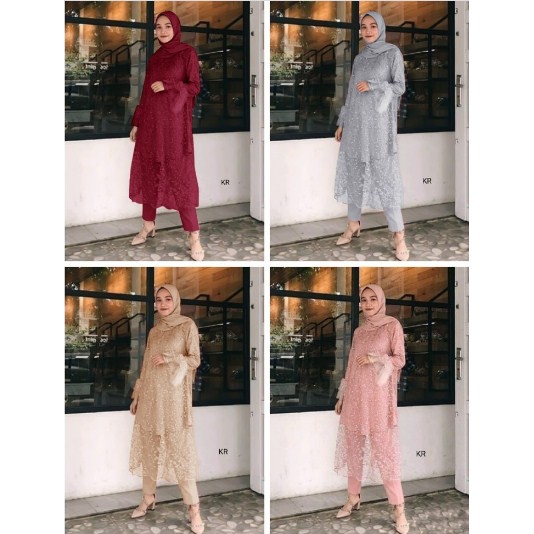 Shalom set setelan baju dan celana kondangan baju kondangan pesta setelan brokat murah Terbaru modis
