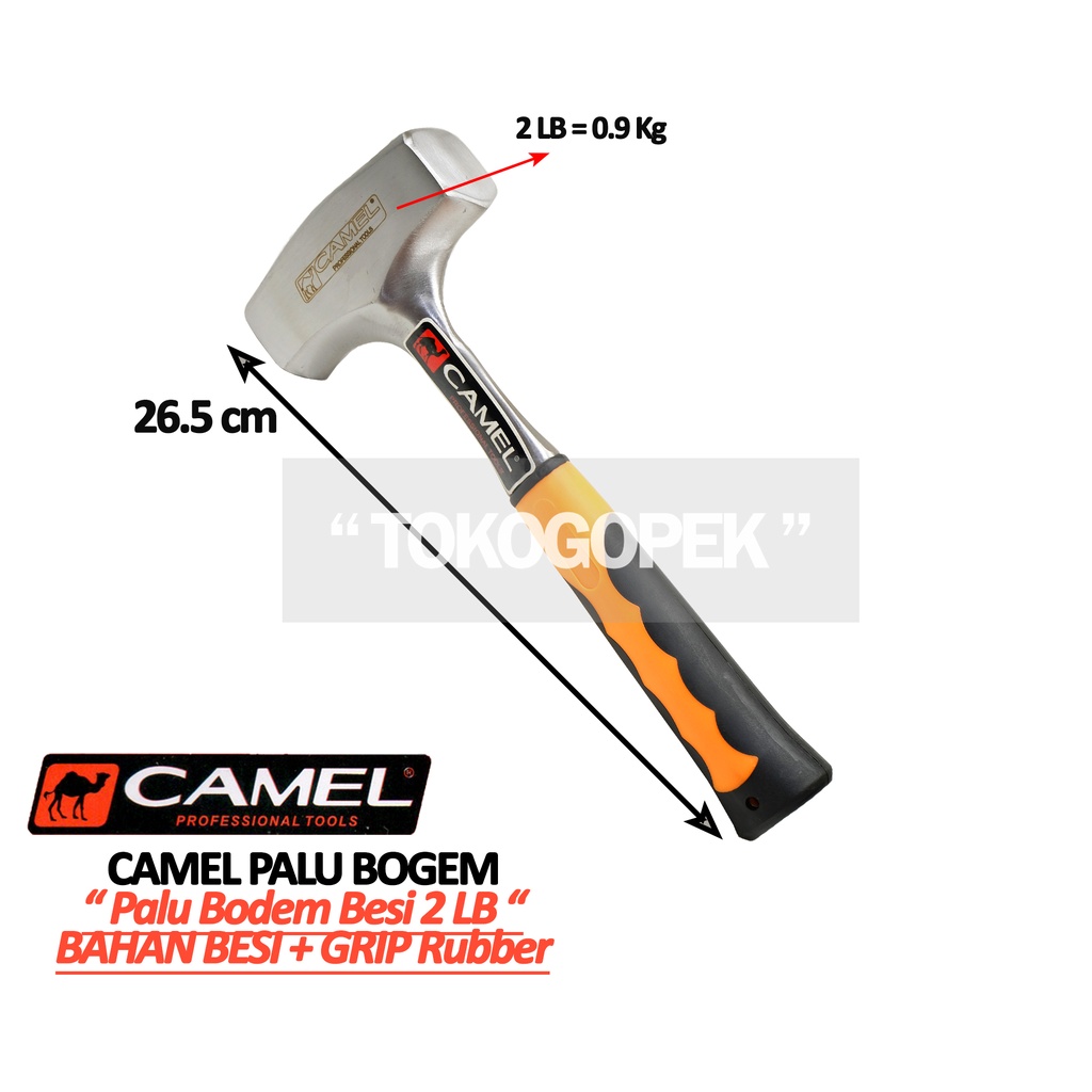 CAMEL PALU BODEM BESI 2LB RUBBER GRIP PENGHANCUR BETON TEMBOK BATU