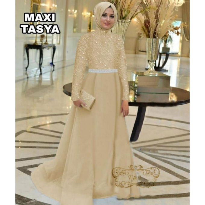 MAXY TASYA MOM FASHION PAKAIAN MUSLIM WANITA DRESS GAMIS MAXI BAHAN TILE FEHM