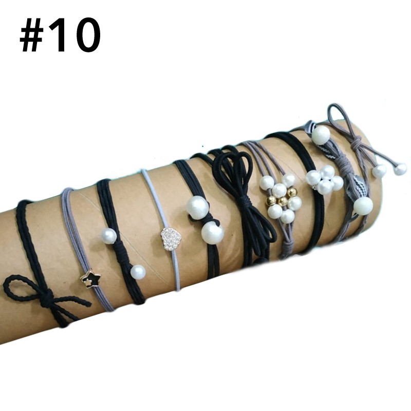 ★ Cayman ★ 1 Set Ikat Rambut Simple Bahan Karet Gaya Wanita Fashion Women Lady Hair Band jew35-Design 10 (10pcs)
