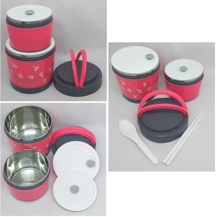 Rantang Kerucut susun 2 Lunch Box Tempat Makan Lauk Stainless 1300ml