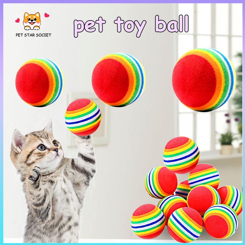 Bola Kucing Pelangi Cat Ball Toys Mainan Kucing Kitten Anak Anjing Lucu Bahan Lembut Aman