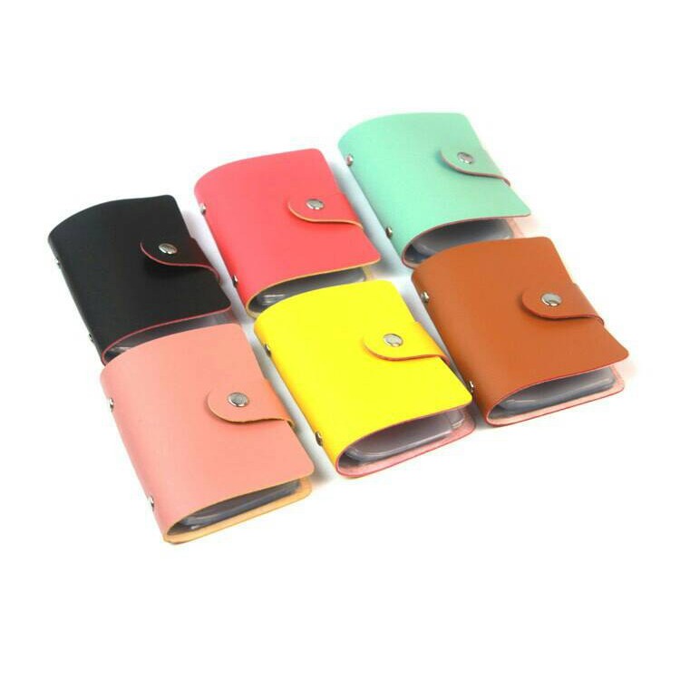 Dompet Kartu Kulit Polos Warna Warni - Card Wallet isi 24 slot Simpan ATM Card ID