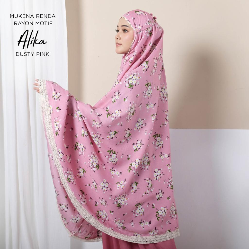 PUSAT MUKENA TASIK - MUKENA DEWASA RENDA RAYON MOTIF ALIKA