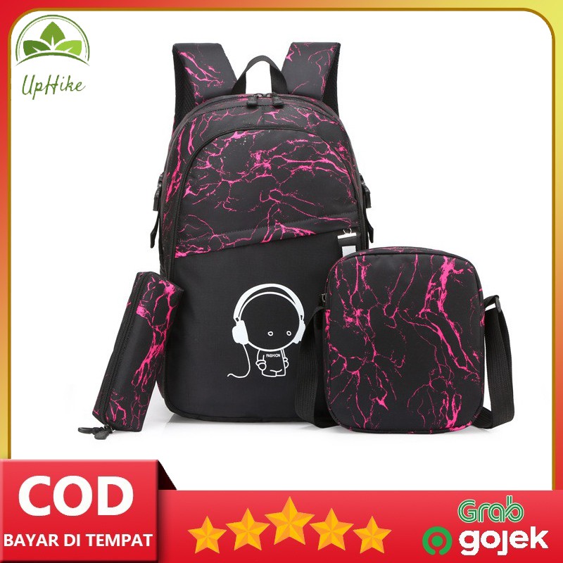 Uphike Tas Sekolah Pria  3 in 1 Fashion Backpack  TR804