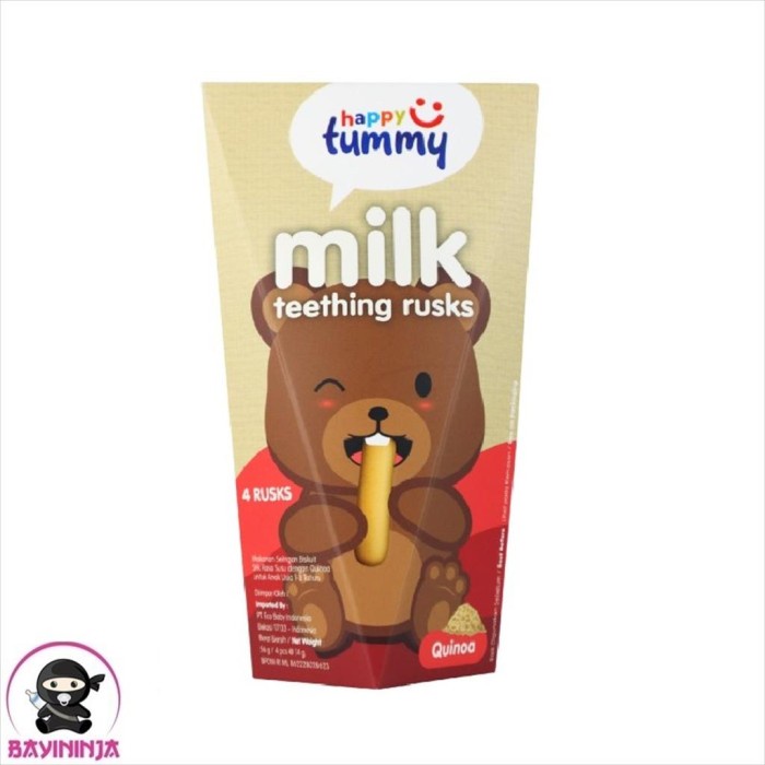 

HAPPY TUMMY Milk Teething Rusks Stik Susu 56 g - Quinoa T-Ninjabayi 01