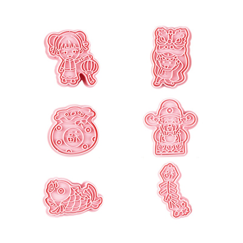 Gro 6pcs Cetakan Cookies / Cookies DIY Bahan Plastik Untuk Festival Musim Semi