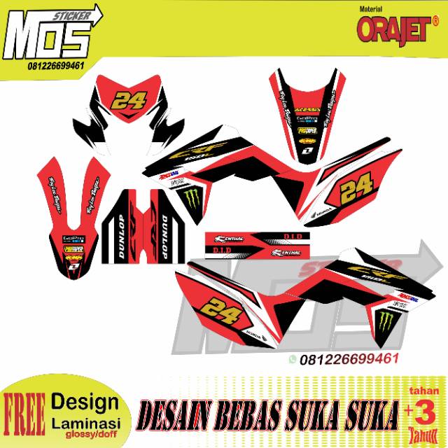 Decal motor honda CRF 150 L merah kombinasi putih keren full body