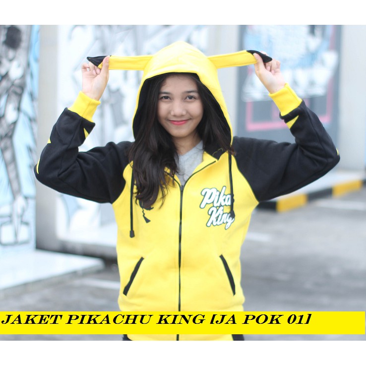 Jaket Anime Pokemon Pikachu Pika King Jacket Hoodie (JA POK 01)