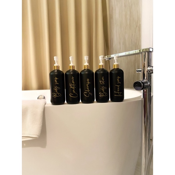 botol hitam 500ml n24 gold edition.  aesthetic bottle minimalist refill organizer tempat sabun cair pump estetik