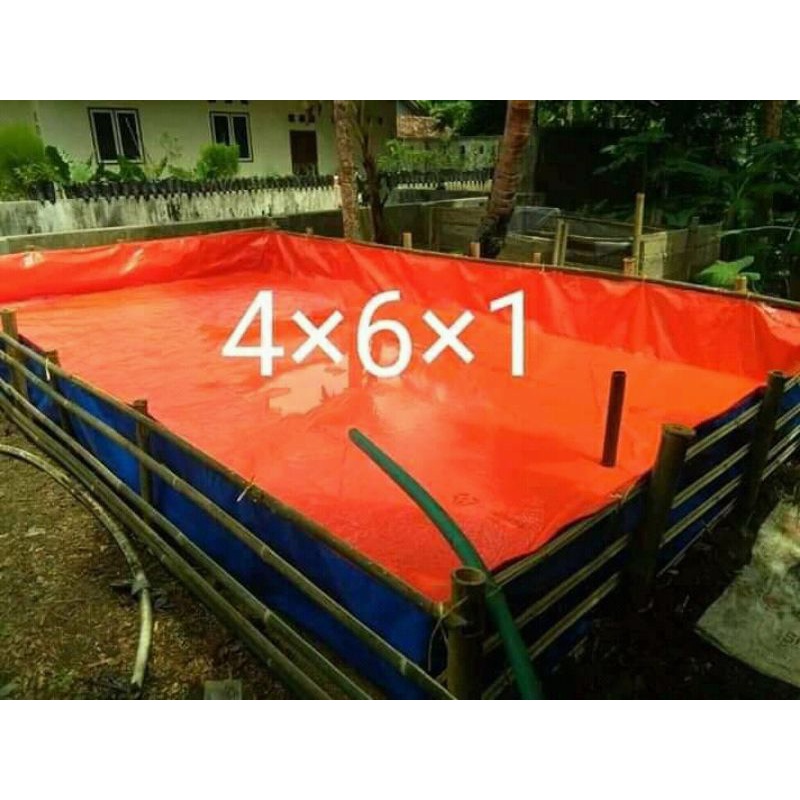 TERPAL KOLAM KOTAK UNTUK BUDIDAYA IKAN LELE UKURAN 4X6X1 BAHAN A12 KOREA