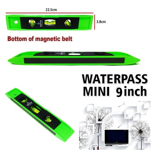 Waterpass Magnet 9 Inch (22.5 CM) 3 Spirit Level Torpedo Water Pass Mini Magnetic Alat Ukur Vertikal Horizontal Diagonal
