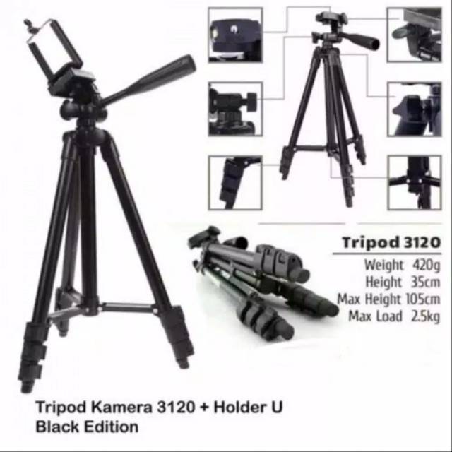 Tripod hp hitam 3120 black edition - tripod kamera 1M free