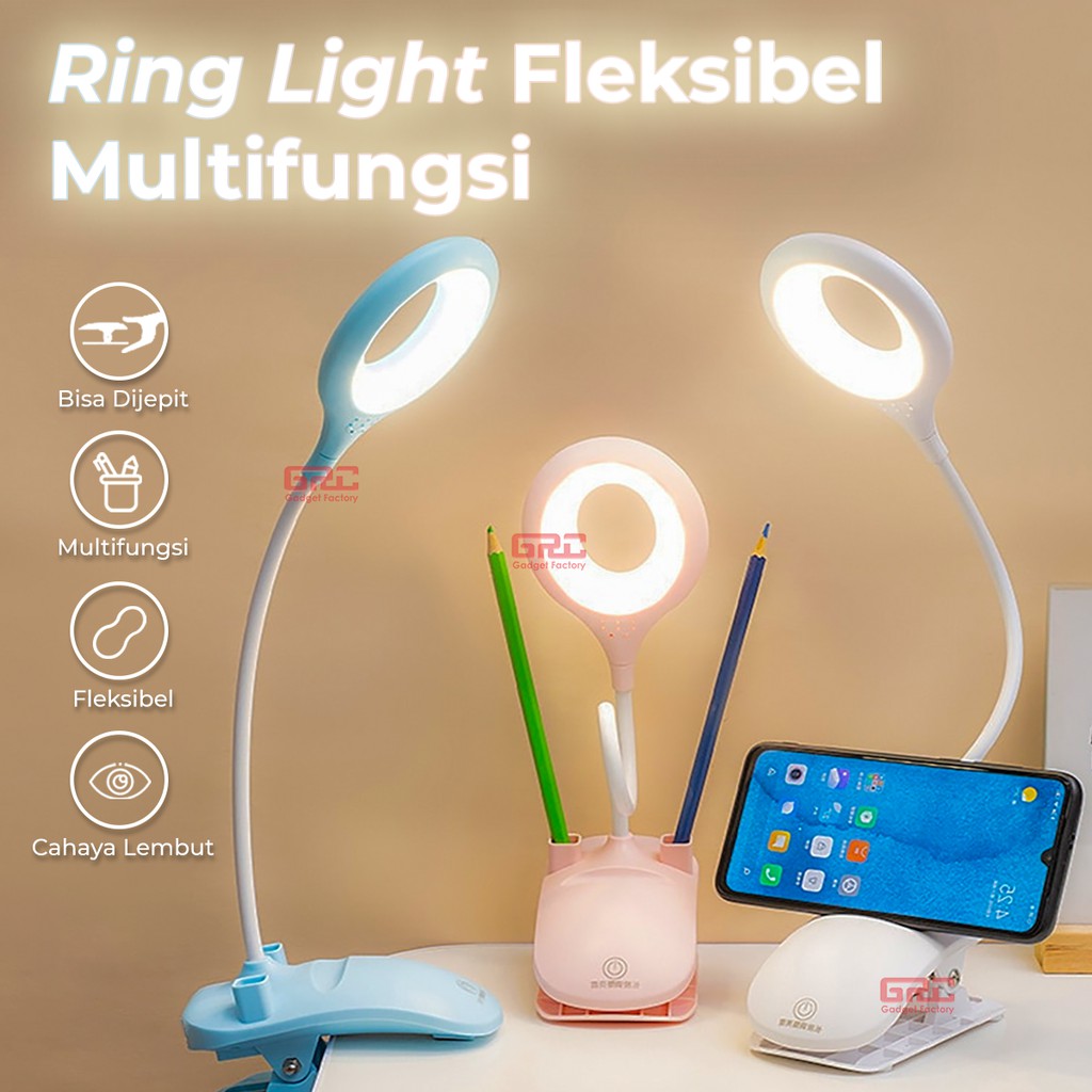 Lampu Meja Belajar Jepit Flexible Rechargeable Lampu Baca Meja Kerja