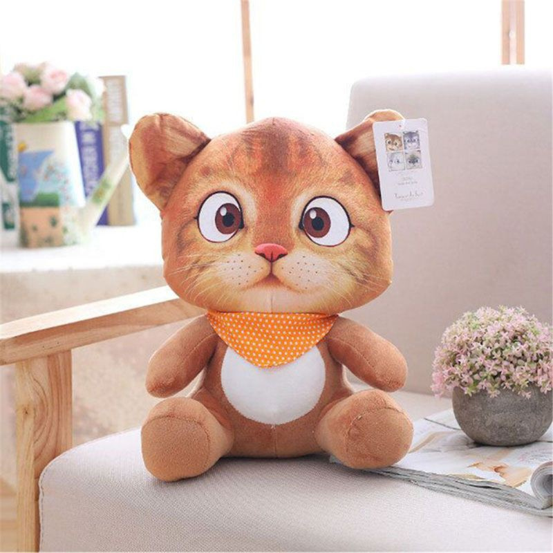 CRE  20cm Soft 3D Simulation Stuffed Cat Toys Sofa Pillow Cushion Plush Animal Cat Dolls Kids Toys Gifts