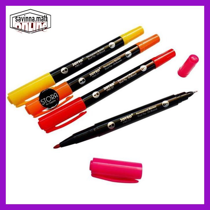 

U0Uo879- Joyko Spidol Dual Tip Oil Based Color Permanent Marker Set 12 Warna Y7Ry688-