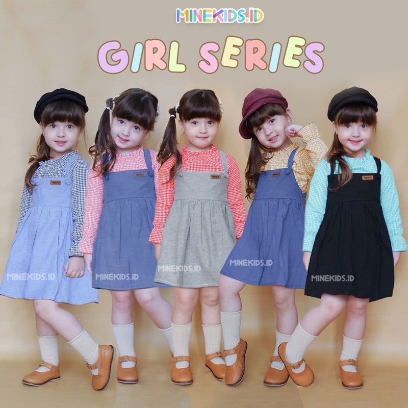 Setelan Anak overall dress dan kemeja balita minekids