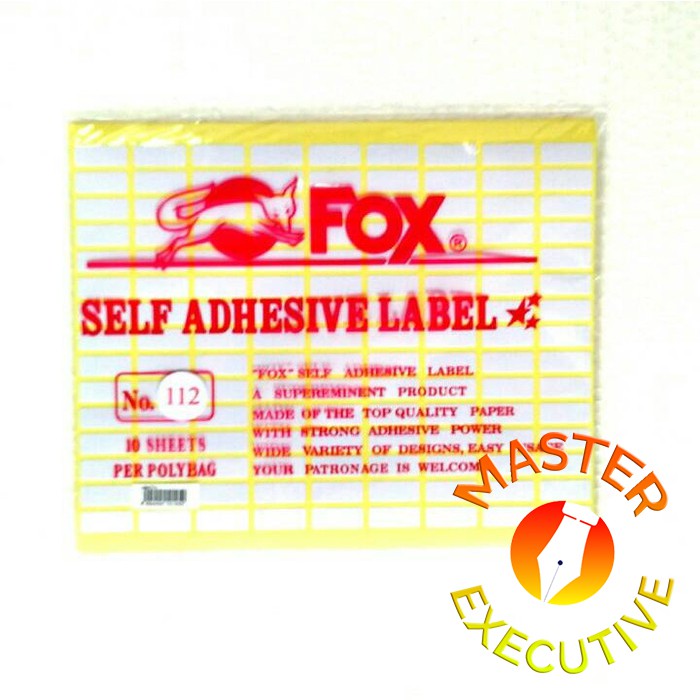 [Pak - 10 lembar] Fox Label Stiker 112 / Undangan / Nama / Self Adhesive Sticker